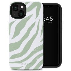 Selencia Coque arrière Vivid Tough iPhone 13 - Colorful Zebra Sage Green