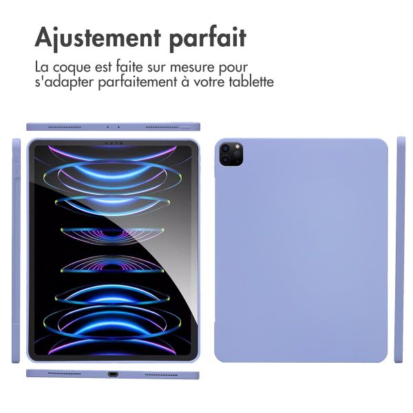 Accezz Coque Liquid Silicone avec porte-stylet iPad Pro 12.9 (2022) / Pro 12.9 (2021) / Pro 12.9 (2020) - Lila