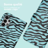 imoshion Étui de télephone portefeuille Design Samsung Galaxy A32 (5G) - Black Blue Stripes