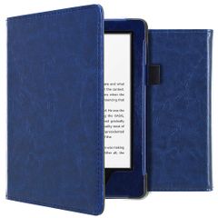 imoshion Étui de liseuse portefeuille en cuir végan Amazon Kindle 10 - Bleu foncé