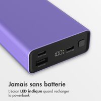 imoshion Ultra Series Aluminium | Batterie externe 20.000 mAh - Charge rapide jusqu'à 33 watts - Violet Tropical