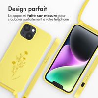 imoshion Coque design en silicone avec cordon Apple iPhone 14 - Flower Yellow