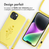 imoshion Coque design en silicone avec cordon iPhone 14 - Flower Yellow