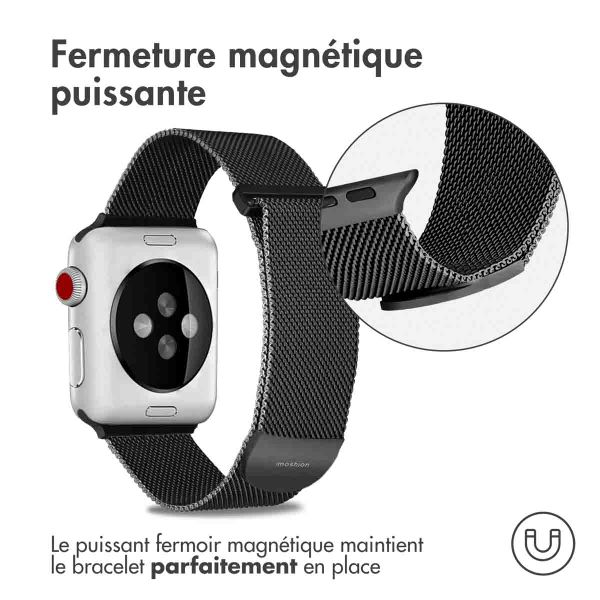 imoshion Bracelet magnétique milanais Apple Watch Series 1 - 9 / SE (38/40/41 mm) | Series 10 / 11 (42 mm) - Taille M - Noir