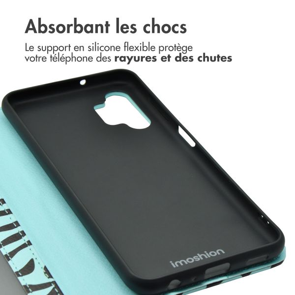 imoshion Étui de télephone portefeuille Design Samsung Galaxy A13 (4G) - Black Blue Stripes