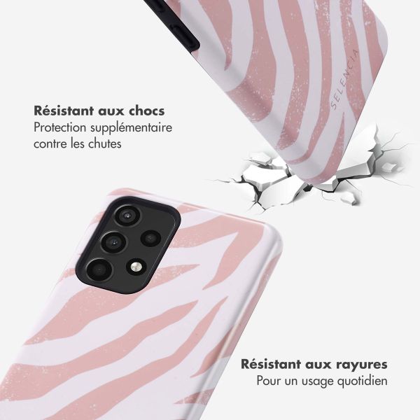 Selencia Coque arrière Vivid Tough Samsung Galaxy A52(s) (5G/4G) - Colorful Zebra Old Pink