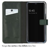 Selencia Étui portefeuille en cuir véritable Samsung Galaxy A14 (5G/4G) - Vert