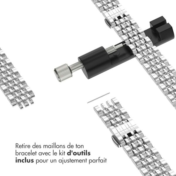Selencia Bracelet en acier slim style Jubilee Apple Watch Series 1 t/m 9 / SE (38/40/41 mm) | Series 10 / 11 (42 mm) - Argent