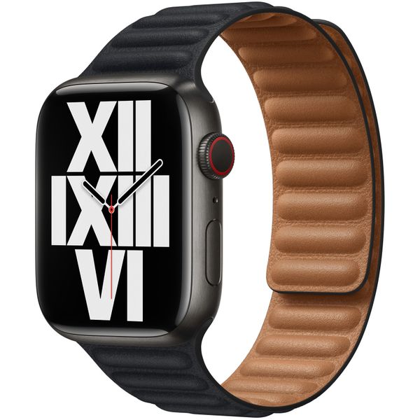 Apple Leather Link Apple Watch Series 1 á 10 / SE / Ultra (2) (44/45/46/49 mm) - Taille S/M - Midnight