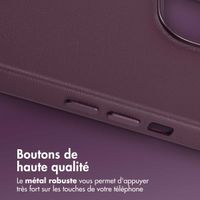 Accezz Coque arrière en cuir avec MagSafe iPhone 15 - Heath Purple