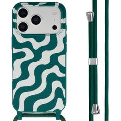 imoshion Coque design en silicone avec cordon Apple iPhone 17 Pro Max - Petrol Green Groovy