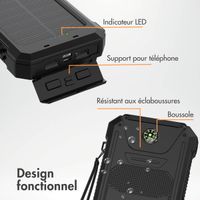 imoshion Solar Powerbank - Batterie externe avec panneau solaire - Charge rapide et fourniture d'énergie - 20.000 mAh - Noir