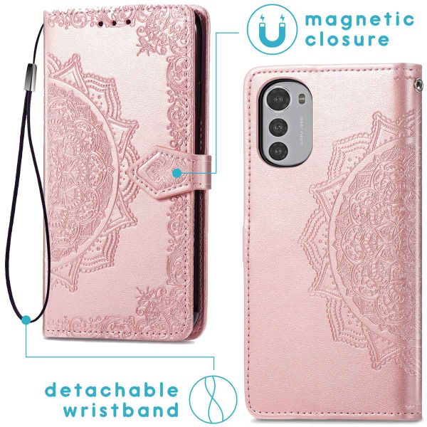 imoshion Etui de téléphone portefeuille Mandala Motorola Moto E32 / E32s - Rose Dorée