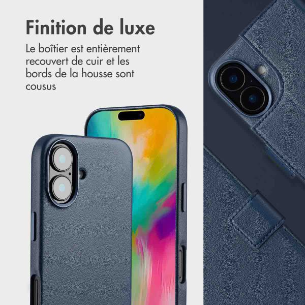 Accezz Étui de télephone portefeuille en cuir 2-en-1 avec MagSafe Apple iPhone 16 - Nightfall Blue
