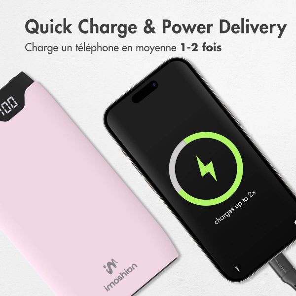 imoshion Batterie externe - 10.000 mAh - Quick Charge et Power Delivery - Rose