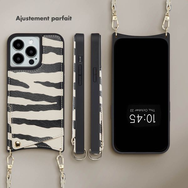 Selencia Coque de télephone Nova avec cordon et porte-cartes Apple iPhone 13 Pro - Zazzy Zebra