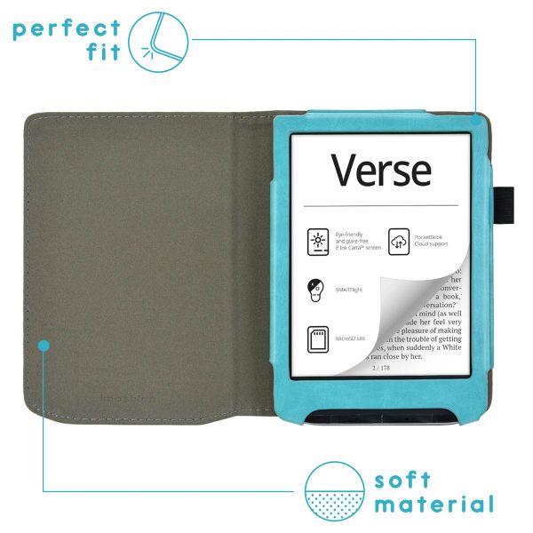 imoshion Étui de liseuse portefeuille en cuir végan Pocketbook Verse / Verse Pro / Verse Pro Color / Vivlio Light / Light HD - Bleu clair