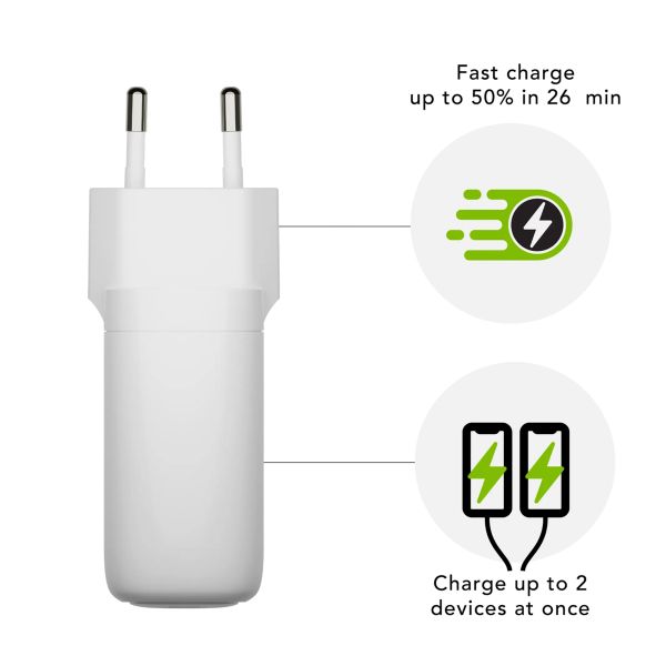 dbramante1928 re-charge | Chargeur Secteur - 2x USB-C 45 watts - Blanc