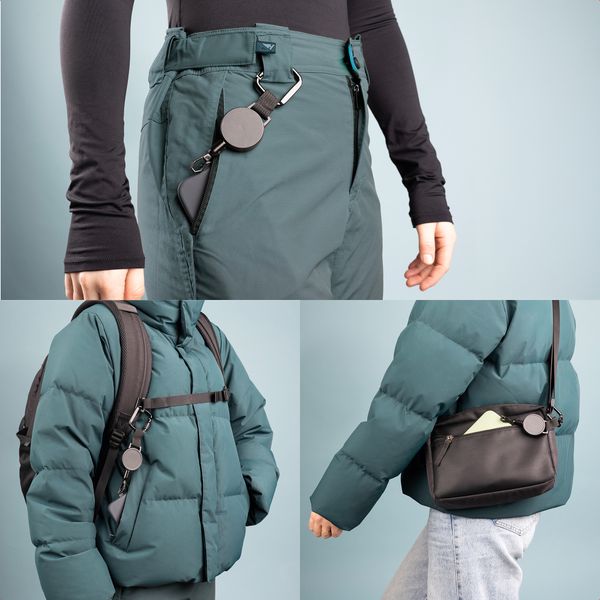 imoshion Câble rétractable avec mousqueton et pad pour téléphone - Noir