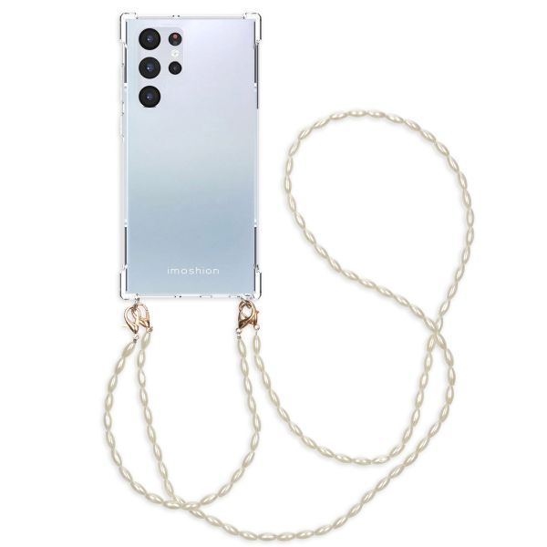 imoshion Coque avec dragonne + bracelet - Perles Samsung Galaxy S22 Ultra - Transparent