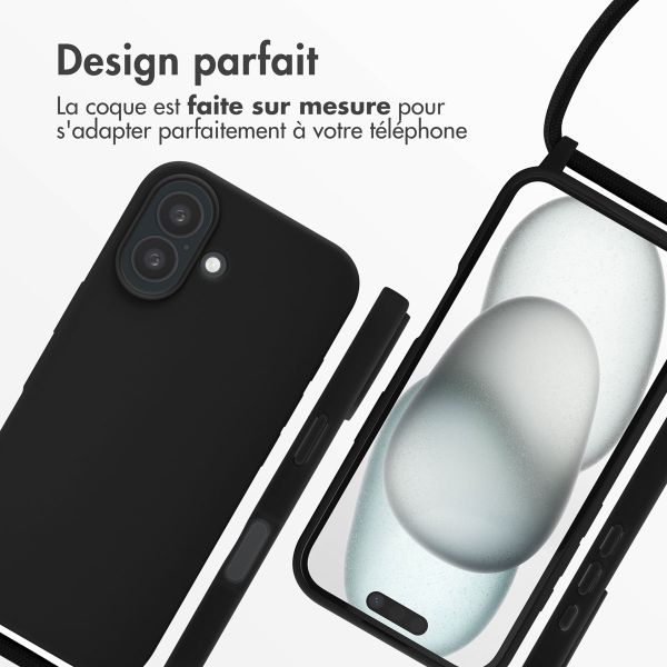 imoshion Coque en silicone avec cordon Apple iPhone 16 - Noir