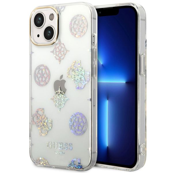 Guess Coque Peony Glitter iPhone 14 - Blanc