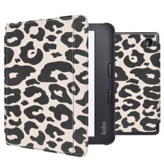 imoshion Design Slim Hard Sleepcover avec support pour Kobo Libra 2 / Tolino Vision 6 - Leopard