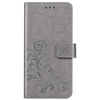 Etui de téléphone Fleurs de Trèfle Samsung Galaxy A42 - Gris