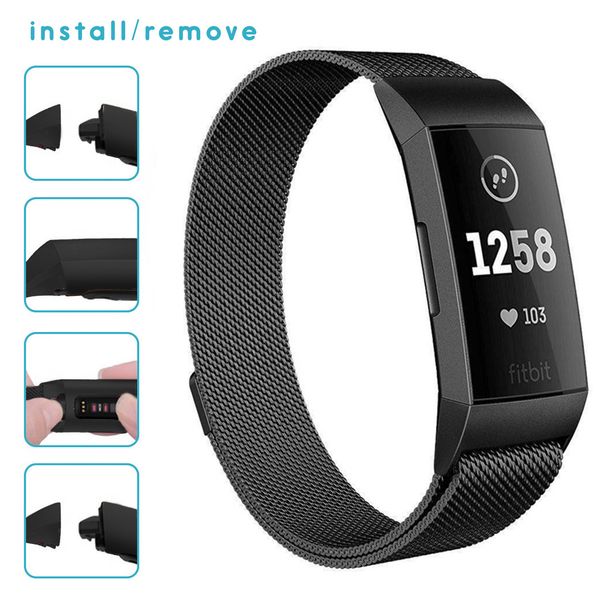 imoshion Milanais Watch bracelet Fitbit Charge 3 / 4 - Noir