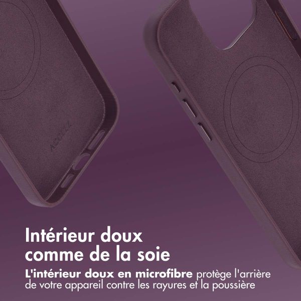 Accezz Coque arrière en cuir avec MagSafe Apple iPhone 15 Pro Max - Heath Purple