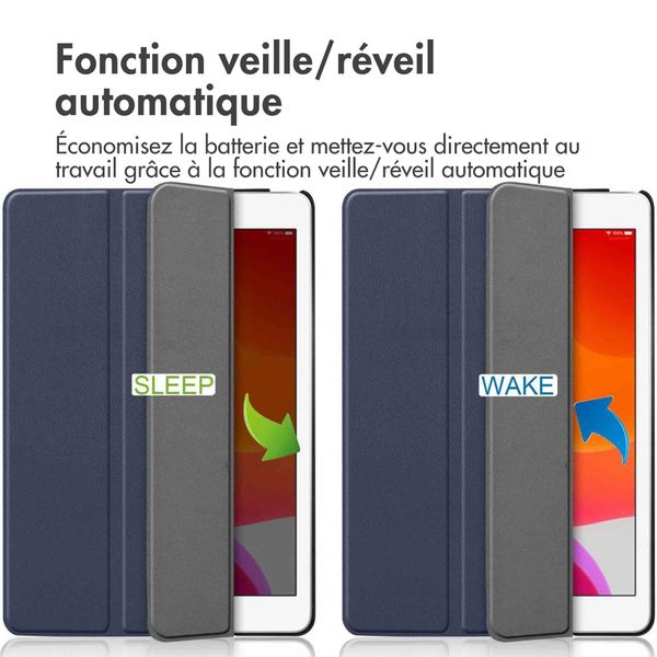 imoshion Coque tablette Trifold Apple iPad 9 (2021) 10.2 pouces / iPad 8 (2020) 10.2 pouces / iPad 7 (2019) 10.2 pouces - Bleu foncé
