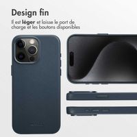 Accezz Coque arrière en cuir avec MagSafe Apple iPhone 15 Pro Max - Nightfall Blue