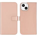 Selencia Étui de téléphone portefeuille en cuir véritable iPhone 14 - Dusty Pink