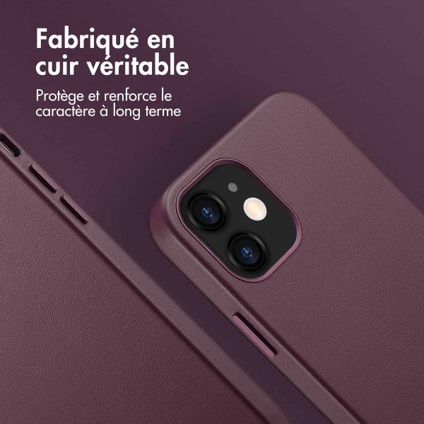 Accezz Coque arrière en cuir avec MagSafe Apple iPhone 12 (Pro) - Heath Purple