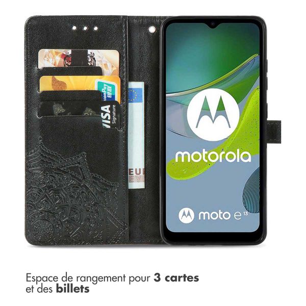 imoshion Etui de téléphone portefeuille Mandala Motorola Moto E13 - Noir