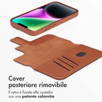 Accezz Étui de télephone portefeuille en cuir 2-en-1 avec MagSafe Apple iPhone 14 - Sienna Brown