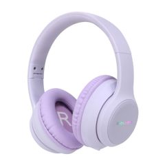 imoshion Casque pour enfants Bluetooth LED - Casque pour enfants avec limiteur de décibels + Câble AUX - Lavender Lilac