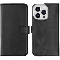 Selencia Étui de téléphone portefeuille en cuir véritable Apple iPhone 14 Pro - Noir