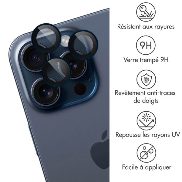imoshion Lot de 2 protections d'objectif de caméra Apple iPhone 15 Pro / 15 Pro Max - Blue Titanium