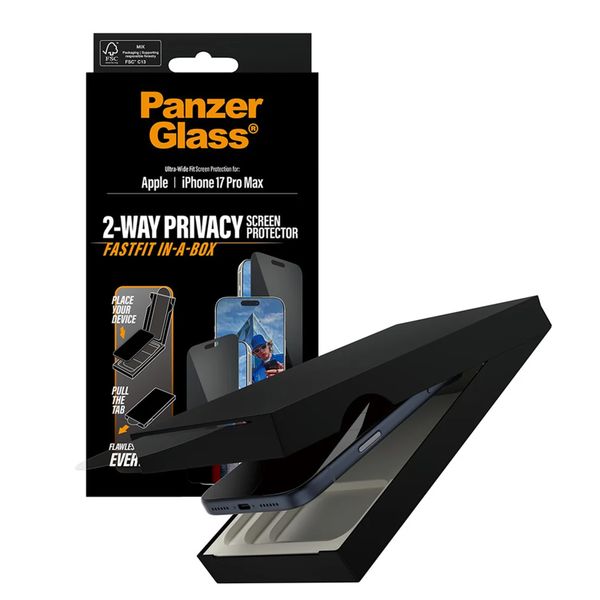 PanzerGlass Ultra Wide Fit FastFit in-a-box Protection d'écran Privacy Apple iPhone 17 Pro Max