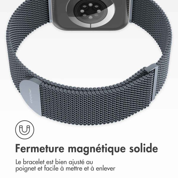 imoshion Bracelet magnétique milanais Apple Watch Series 1 - 11 / SE / Ultra (44/45/46/49 mm) - Taille M - Gris foncé