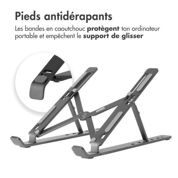 Accezz Support pour ordinateur portable - Support pour laptop - Réglable et pliable - Gris