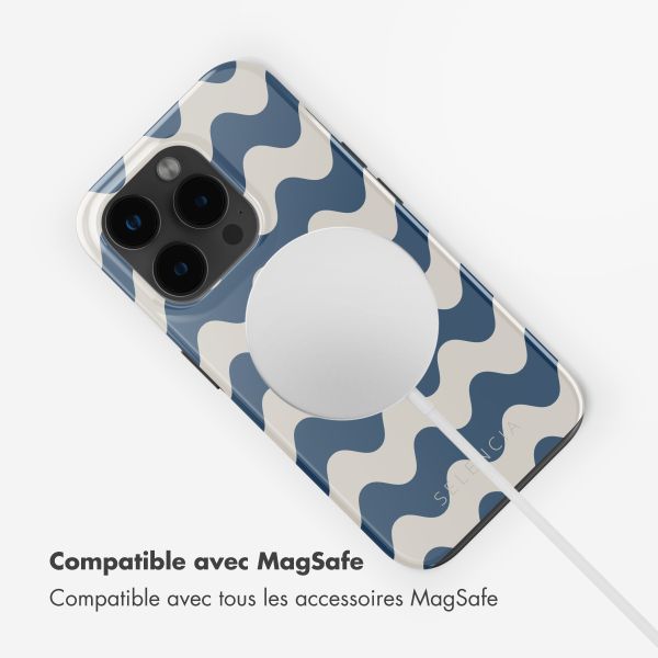 Selencia Coque arrière Vivid Tough avec MagSafe iPhone 15 Pro Max - Wave Vibes Classic Blue