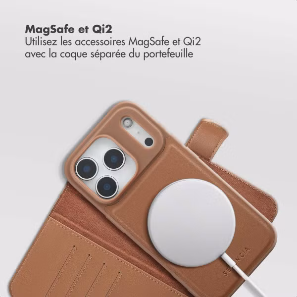 Selencia Étui portefeuille amovible Olyn avec MagSafe Apple iPhone 17 Pro - Marron