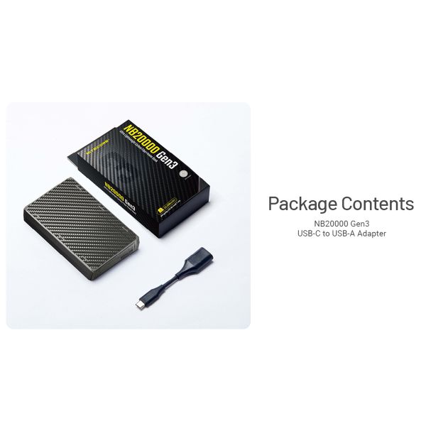 Nitecore NB20000 Gen3 | Batterie externe ultra-légère en fibre de carbone - 20.000 mAh