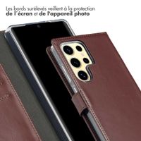 Selencia Étui portefeuille en cuir véritable Samsung Galaxy S25 Ultra - Marron foncé