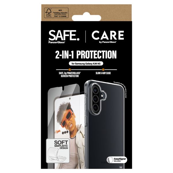 CARE by PanzerGlass Coque Fashion XR + Ultra-Wide Fit Écran de Protection avec applicateur Samsung Galaxy A36 - Transparent