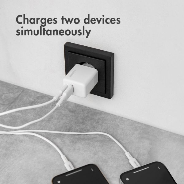 Accezz Chargeur Mural avec câble Lightning vers USB-C - Chargeur - certifié MFi - 20 Watt - 1 mètre - Blanc