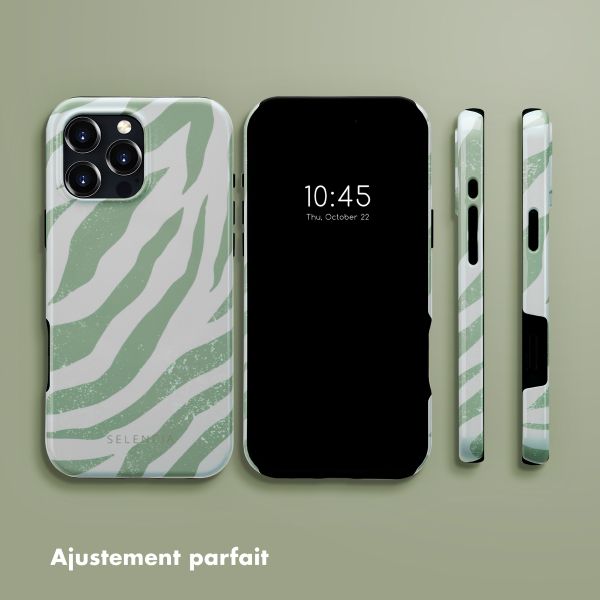 Selencia Coque arrière Vivid Tough avec MagSafe iPhone 16 Pro Max - Colorful Zebra Sage Green