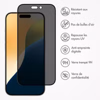 Accezz Protection d'écran en verre trempé Privacy Apple iPhone 17 / 17 Pro / 16 Pro